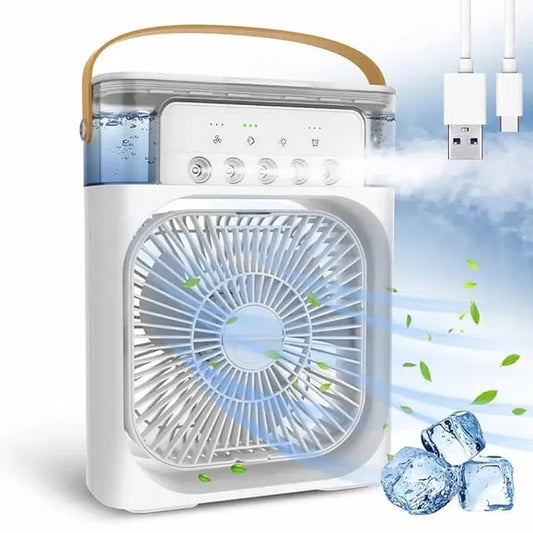 Portable Mini Air Cooler with LED Lights | 3-Speed Personal Cooling Fan